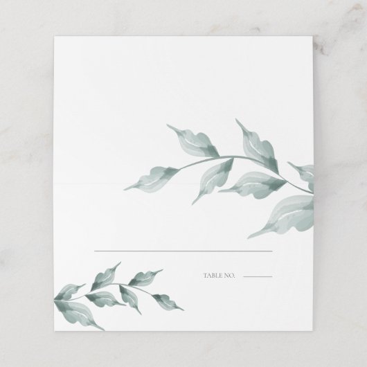 Wedding Escort Kaart | Groene botanische grijze Ja Plaatskaartje (Buitenkant ongevouwen)