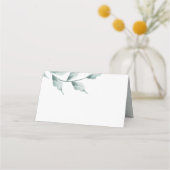 Wedding Escort Kaart | Groene botanische grijze Ja Plaatskaartje (Achterkant)