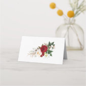 Wedding Escort Kaart | Ivoor en rode pioen boeket Plaatskaartje (Achterkant)