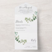Wedding Eucalyptus botanical invitation elegant All In One Uitnodiging (Binnen)