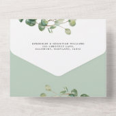 Wedding Eucalyptus botanical invitation elegant All In One Uitnodiging (Achterkant)