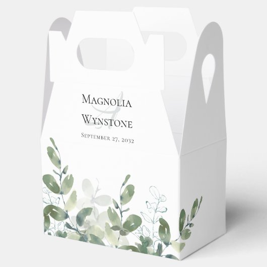 Wedding Eucalyptus Greenery Monogram Bedankdoosjes (Geopend)