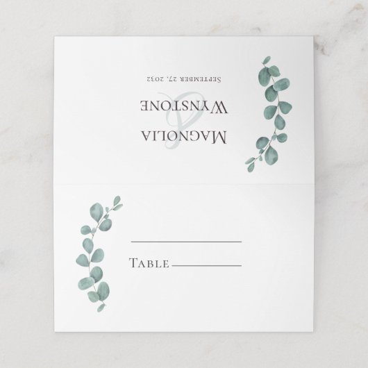 Wedding Eucalyptus Greenery Plaatskaartje (Buitenkant ongevouwen)