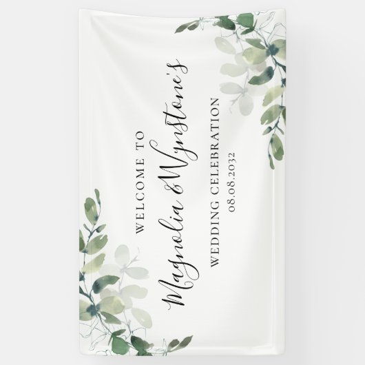 Wedding Eucalyptus Greenery Welcome Banner (Verticaal)