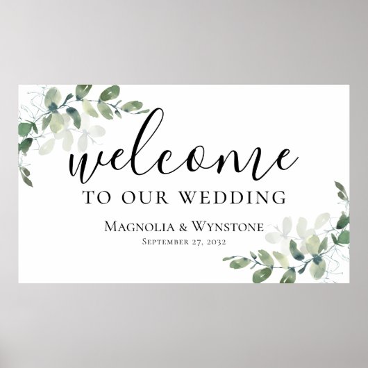 Wedding Eucalyptus Greenery Welkom Poster (Voorkant)