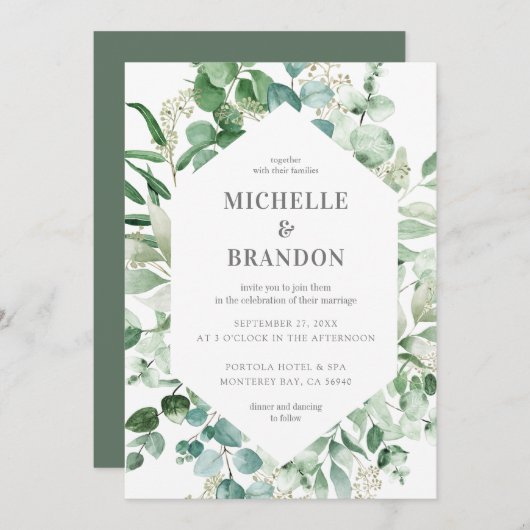 wedding eucalyptus watercolor (Voorkant / Achterkant)