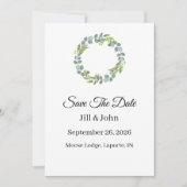Wedding Eucalyptus Wreath Vertical  Save the Date  (Voorkant)