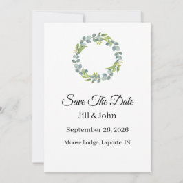 Wedding Eucalyptus Wreath Vertical Save the Date