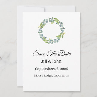 Wedding Eucalyptus Wreath Vertical Save the Date