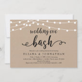 Wedding Eve Bash, Rustic Kraft repesal Dinner Kaart (Voorkant)