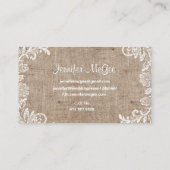Wedding & Event Planner / Burlap & Lace Visitekaartje (Achterkant)