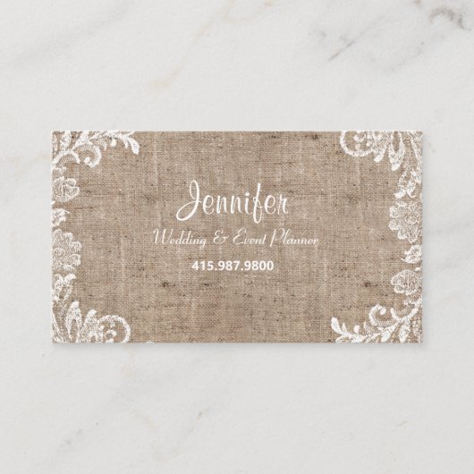 Wedding & Event Planner / Burlap & Lace Visitekaartje (Voorkant)
