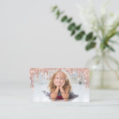 WeddinG Event Planner Glitter Drift Roos Foto Visitekaartje (Staand voorkant)