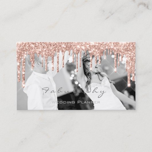 WeddinG Event Planner Glitter Drift Roos Foto Visitekaartje (Voorkant)