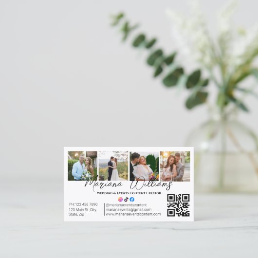 Wedding&Events Content Creator foto's qr code chic Visitekaartje (Staand voorkant)