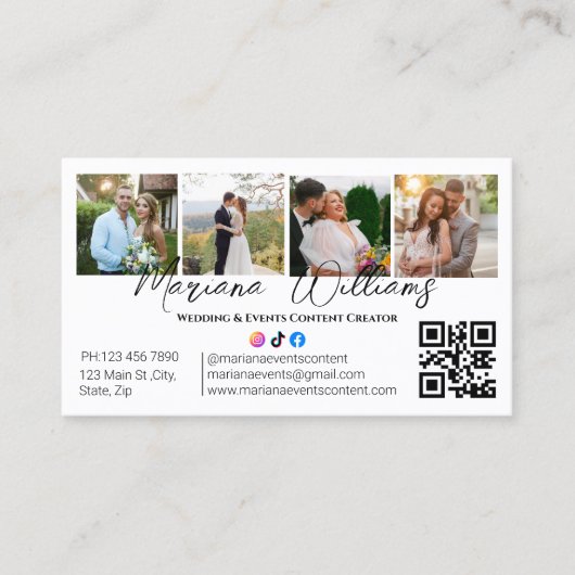 Wedding&Events Content Creator foto's qr code chic Visitekaartje (Voorkant)