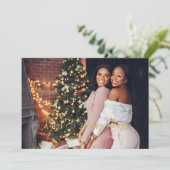 Wedding Exclusive Whimsical Golden Script 2 Photos Feestdagenkaart (Staand voorkant)