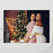 Wedding Exclusive Whimsical Golden Script 2 Photos Folie Feestdagenkaart (Voorkant)