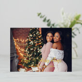 Wedding Exclusive Whimsical Golden Script 2 Photos Folie Feestdagenkaart (Staand Voorkant)