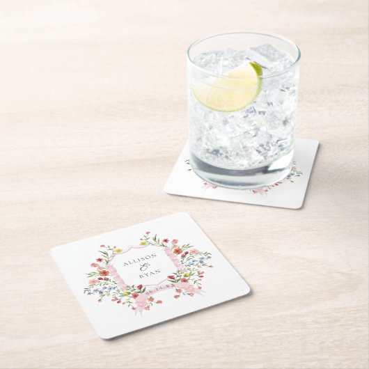 Wedding Fantasievolle Tuin Crest Monogram Kartonnen Onderzetters (Insitu)