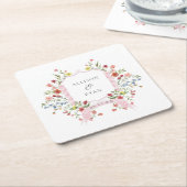 Wedding Fantasievolle Tuin Crest Monogram Kartonnen Onderzetters (Schuin)