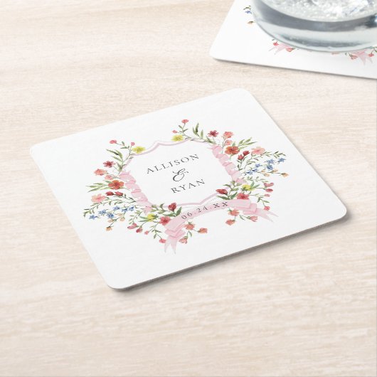 Wedding Fantasievolle Tuin Crest Monogram Kartonnen Onderzetters (Schuin)