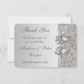 Wedding Faux Silver Sequins Bow Dank u Bedankkaart (Achterkant)