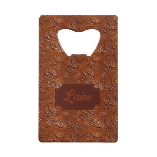 Wedding Faux Tooled Leather Look Creditkaart Flessenopener (Voorkant)