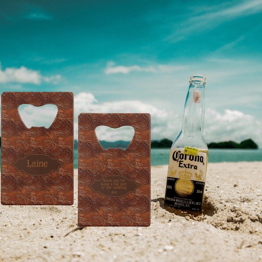 Wedding Faux Tooled Leather Look Creditkaart Flessenopener