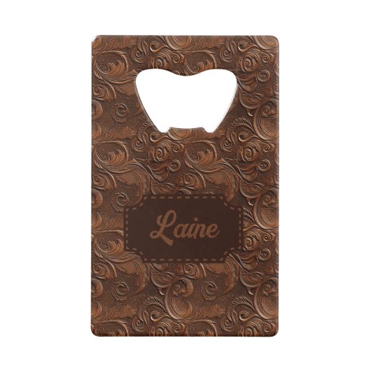 Wedding Faux Tooled Leather Look Creditkaart Flessenopener (Voorkant)