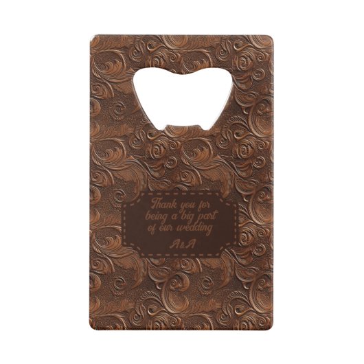 Wedding Faux Tooled Leather Look Creditkaart Flessenopener (Achterkant)