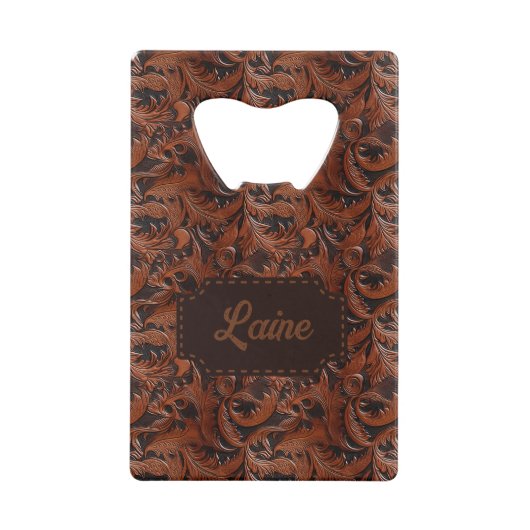 Wedding Faux Tooled Leather Look Creditkaart Flessenopener (Voorkant)