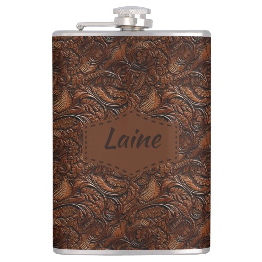 Wedding Faux Tooled Leather Look Heupfles (Voorkant)