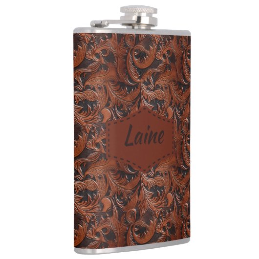 Wedding Faux Tooled Leather Look Heupfles (Rechts)