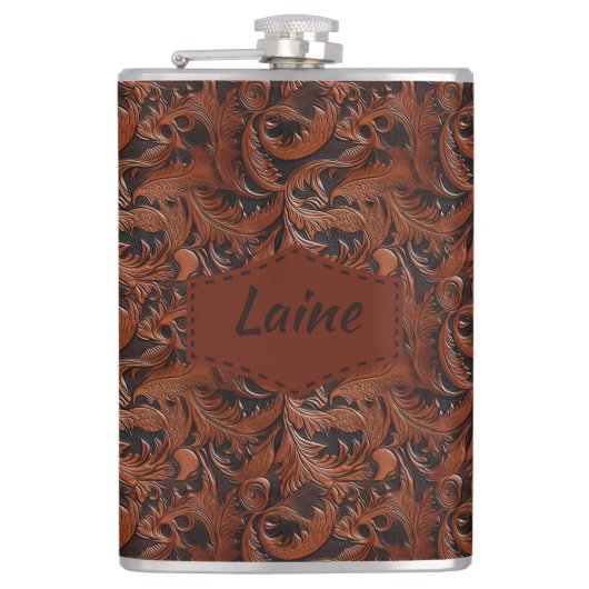 Wedding Faux Tooled Leather Look Heupfles (Voorkant)