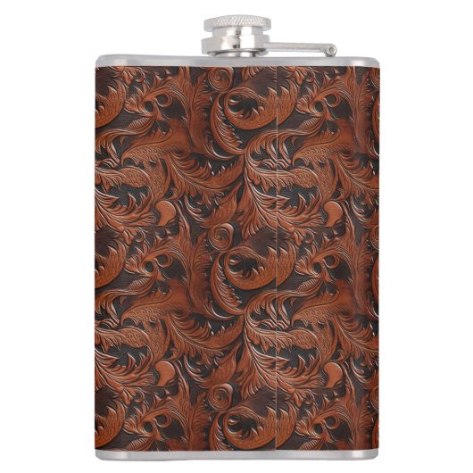 Wedding Faux Tooled Leather Look Heupfles (Achterkant)