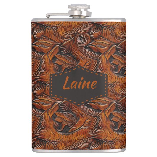 Wedding Faux Tooled Leather Look Heupfles (Voorkant)