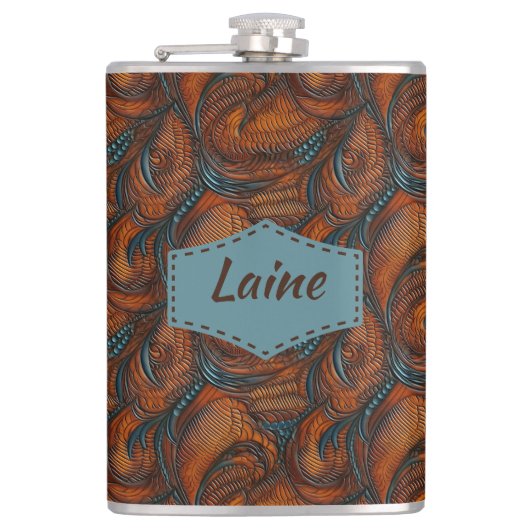 Wedding Faux Tooled Leather Look Heupfles (Voorkant)