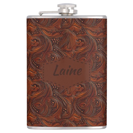 Wedding Faux Tooled Leather Look Heupfles (Voorkant)