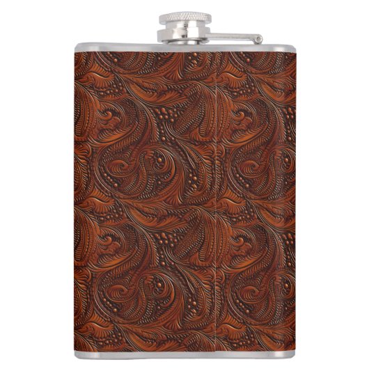 Wedding Faux Tooled Leather Look Heupfles (Achterkant)