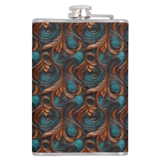 Wedding Faux Tooled Leather Look Heupfles (Achterkant)