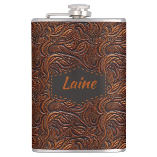 Wedding Faux Tooled Leather Look Heupfles (Voorkant)