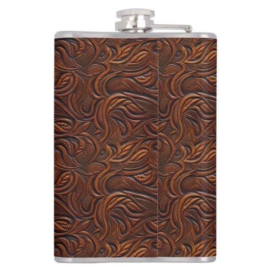 Wedding Faux Tooled Leather Look Heupfles (Achterkant)