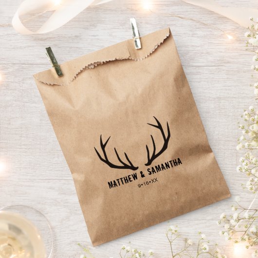 Wedding Favor Bag | Rustic Deer Antler Bedankzakje (Geknipt)