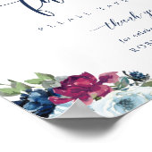 Wedding Favor Berry, Blue, Burgundy Floral Sign Poster (Hoek)