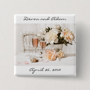 Wedding Favor Button Champagne en Flowers