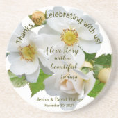 Wedding Favor Elegant Roses Full Bloom Zandsteen Onderzetter (Voorkant)