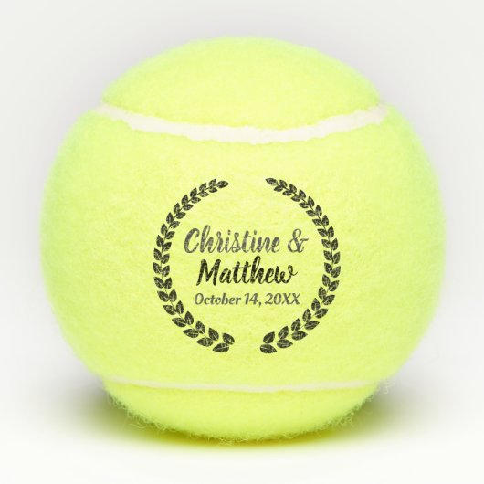 Wedding Favor Elegant Wreath Black Silver Tennisballen (Achterkant)