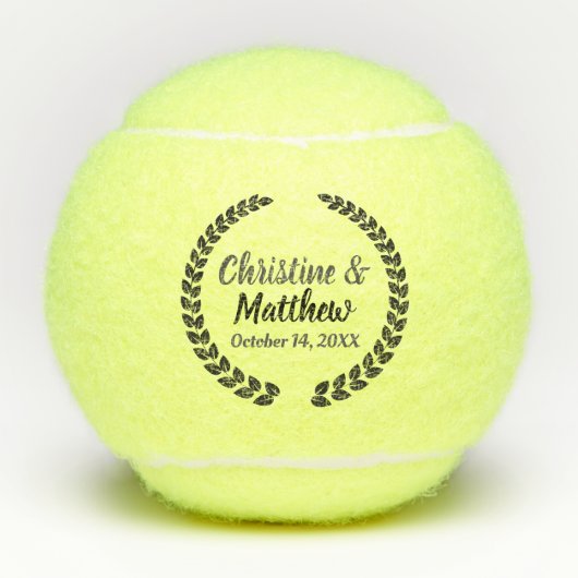 Wedding Favor Elegant Wreath Black Silver Tennisballen (Voorkant)