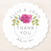 Wedding Favor Hot Pink Hydrangea Kartonnen Onderzetters (Voorkant)